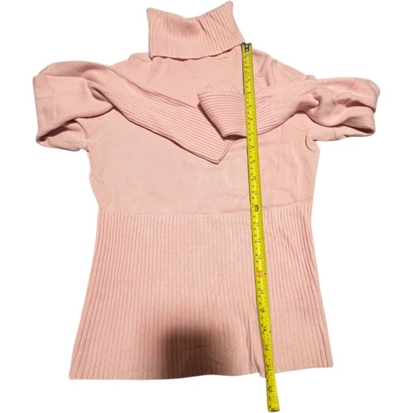 Bebe Pink Sweater Turtleneck Size L Rhinestones Logo Vintage EUC Soft Fashion - Picture 12 of 13